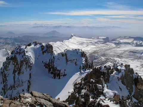 A snowy mountain ridge, photographed with this camera