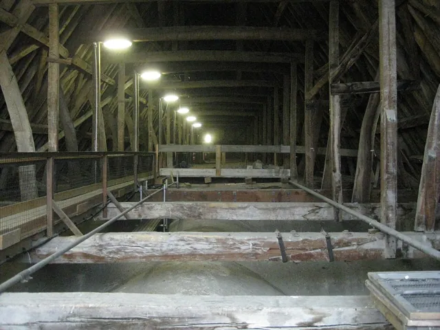 The roof space over a cathedral nave