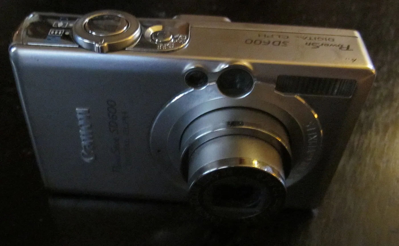 The Canon PowerShot SD600 with its 3x zoom lens extended.