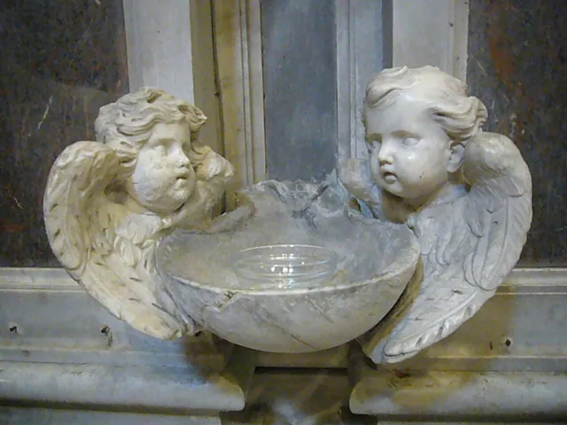 Cherubs on a holy water stoup