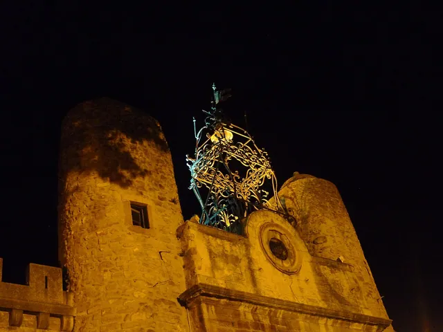 A floodlit clock tower