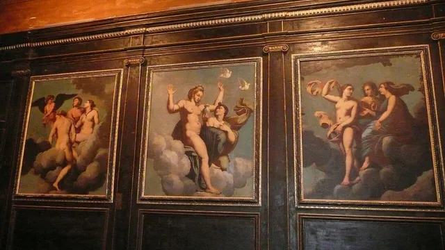 A panelled room in a château