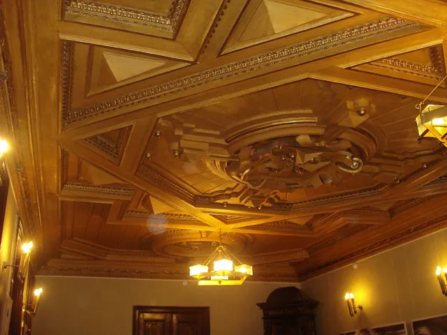 A gilded ceiling indoors