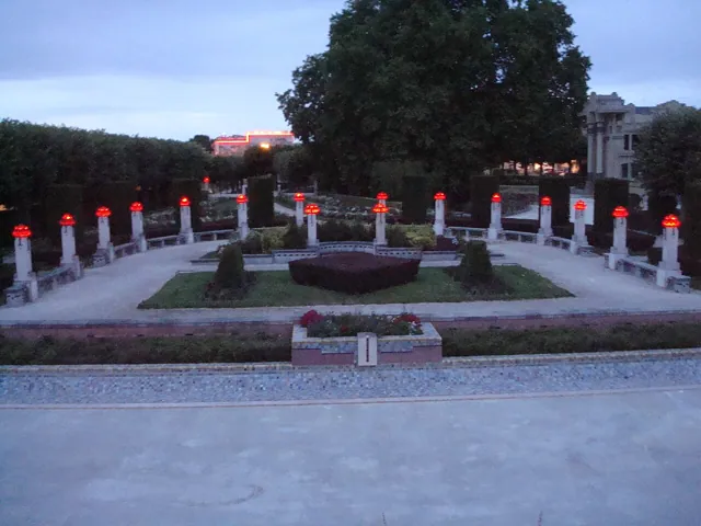 A garden at dusk