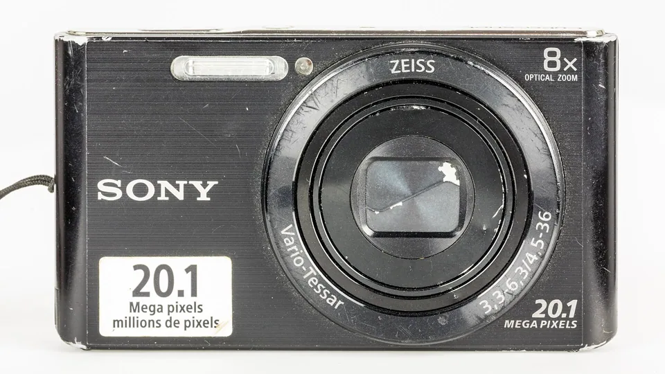 The Sony Cyber-shot DSC-W830, front view, in black.
